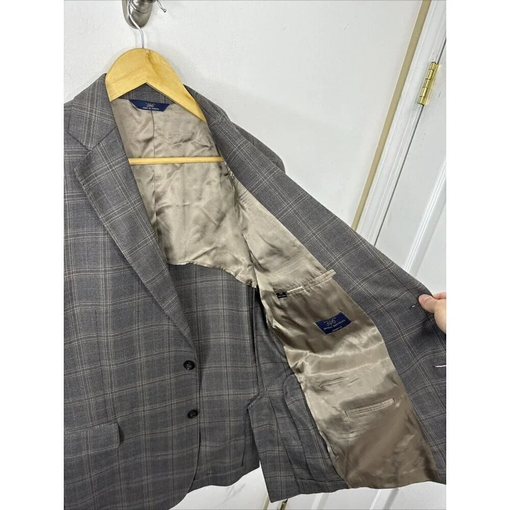 Brooks Brothers‎ 346 Men 42 R Check Gray Blazer Sports Coat Regent Fit